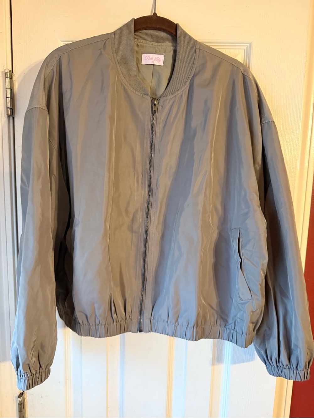 Pink Lily Deep Sage Green Nylon Jacket XL (NWOT)